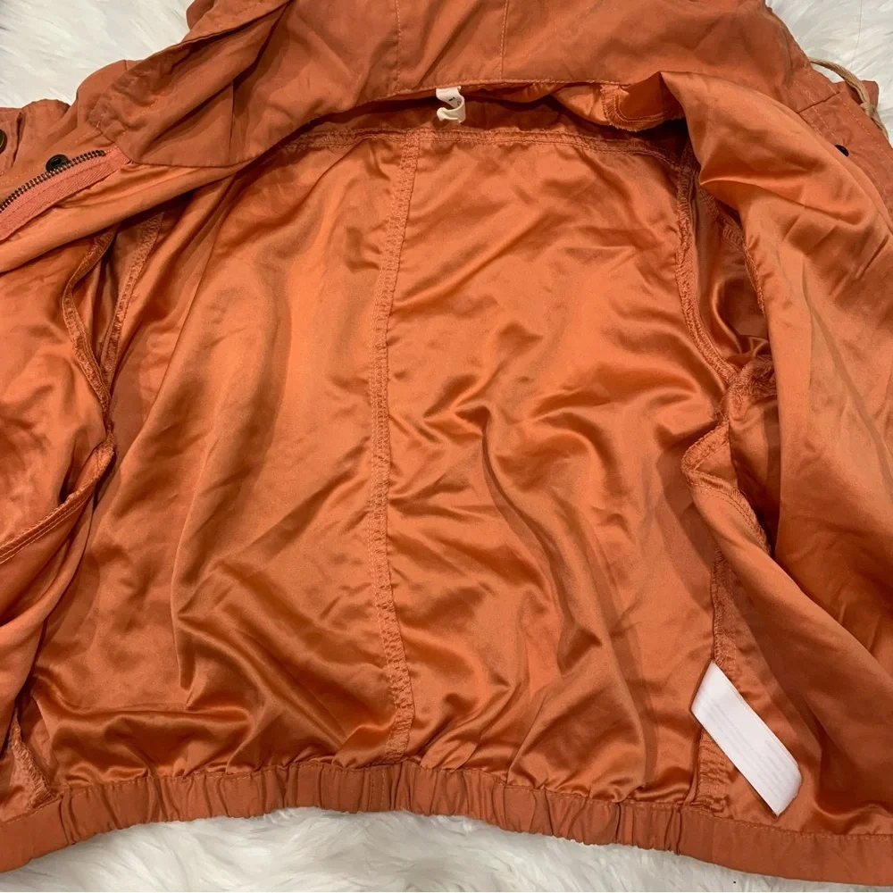 Orange peach zip up cropped hoodie